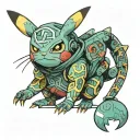 Pikachu dressed in a Gir from invader zim onesie tattoo design idea