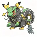 Pikachu dressed in a Gir from invader zim onesie tattoo design idea