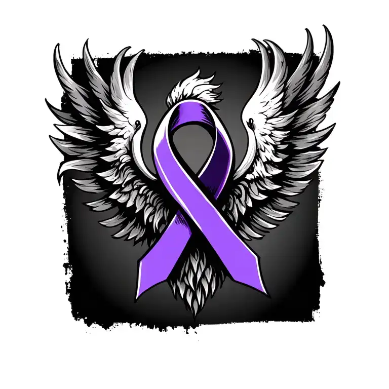 Phoenix purple cancer ribbon tattoo design idea