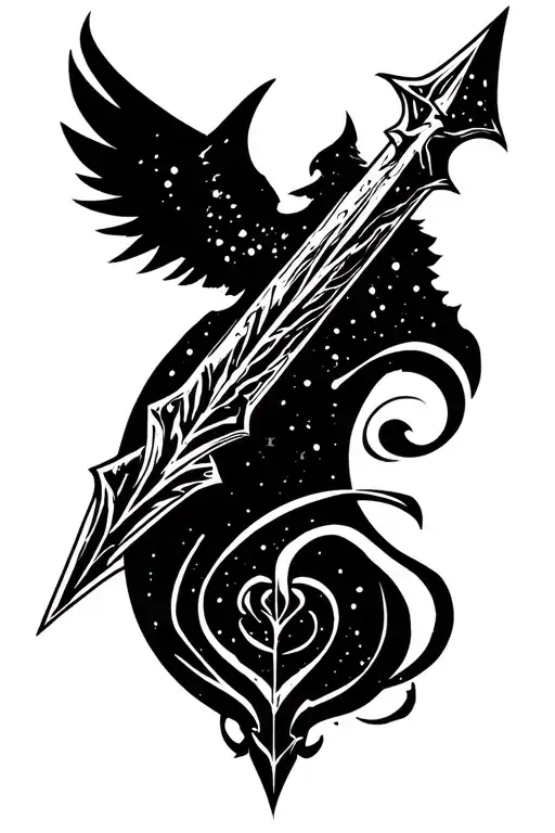 A Stormlight Archive inspired tattoo featuring gylphs and a shard blade tattoo design idea