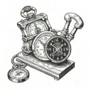 Manual Embosser Machine & Stop Watch & Money tattoo design idea