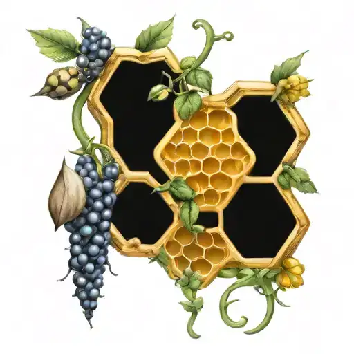 honeycomb and vine intertwined tattoo design idea