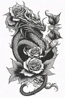 Black Rose Dragon tattoo design idea
