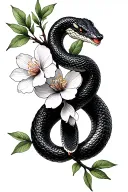 snake snapdragon cherry blossom tattoo design idea