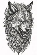 very angry wolf tattoo design idea