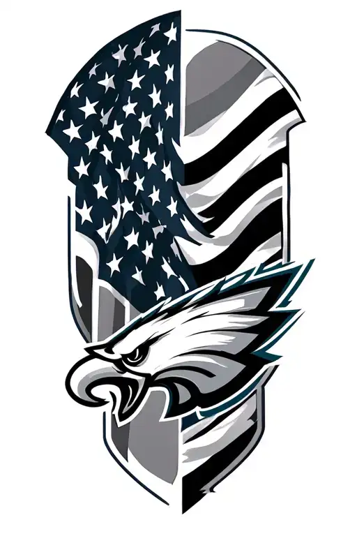 Philadelphia Eagles logo, Atlanta Braves logo, American flag tattoo design idea