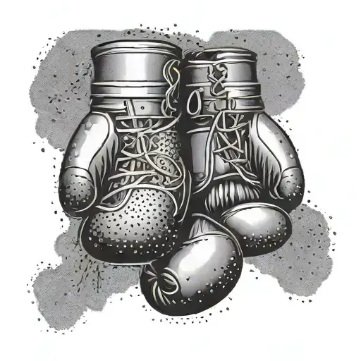 A sleek and intricate design of boxing gloves with Gemini symbols incorporated tattoo design idea