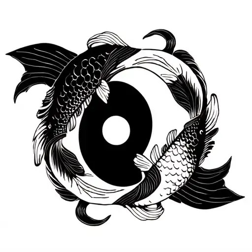 pisces ying yang koi fish tattoo design idea