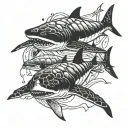 sharks and turtle tattoo design idea