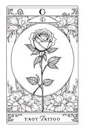 Tarot card with a rose and the Gemini sign tattoo design idea