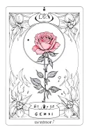 Tarot card with a rose and the Gemini sign tattoo design idea