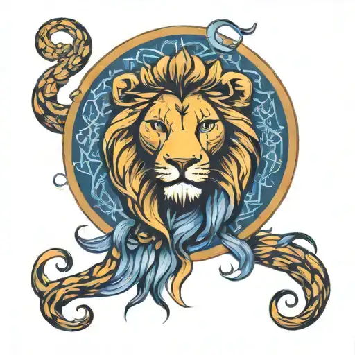 Leo zodiac symbol intertwined tattoo design idea