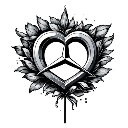 mercedes benz symbol and love tattoo design idea