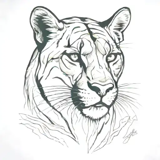 cougar head emerging stronger tattoo design idea