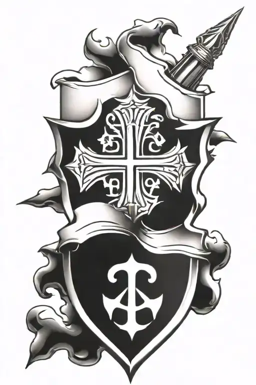 templar shield tattoo design idea