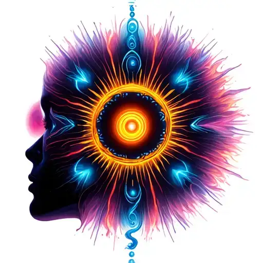 chakras radiating light tattoo design idea