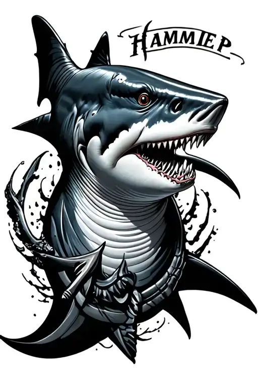 hammer head shark tattoo design idea