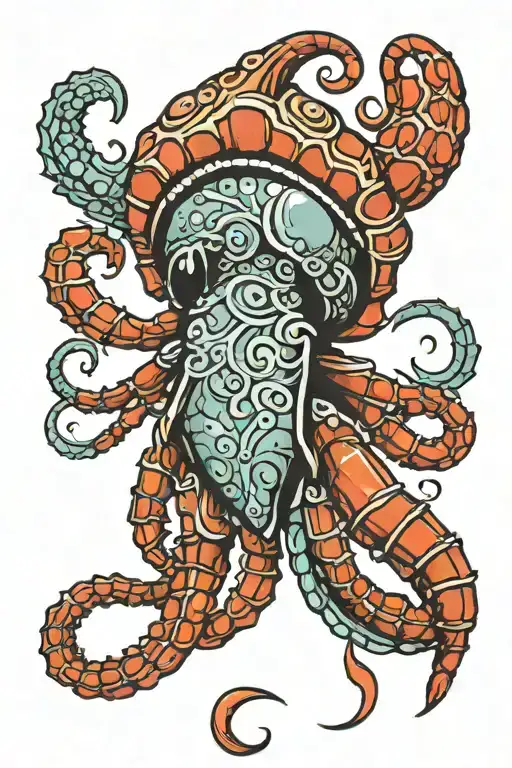 Persian hermit crab and octopus wrapped tattoo design idea