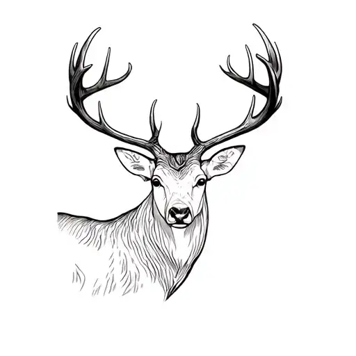 New Zealand hill country with a red stag tattoo design idea