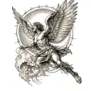 A tattoo of Icarus flying towards the sun, symbolizing the pursuit of happiness and the thrill of life tattoo design idea