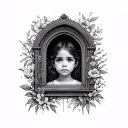 Portal -shaped window to recover my child self tattoo design idea