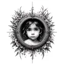 Portal -shaped window to recover my child self tattoo design idea