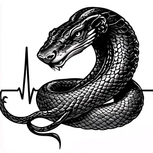 year of the snake with Leo zodiac sign and heartbeat tattoo tattoo design idea