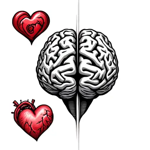 Brain vs heart tattoo design idea