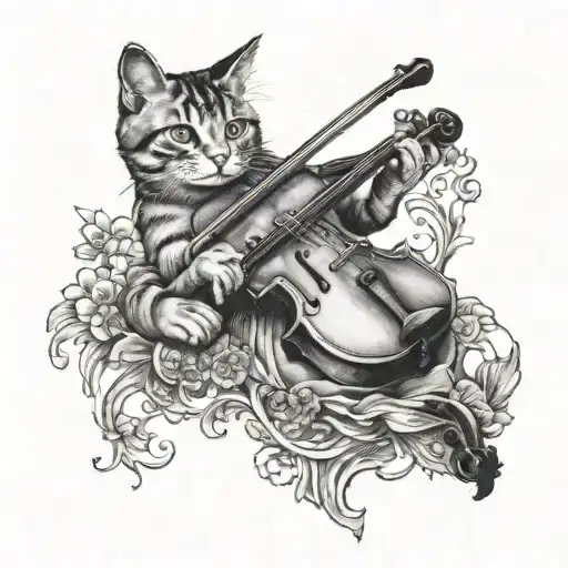 cat and a fiddle   tattoo design idea
