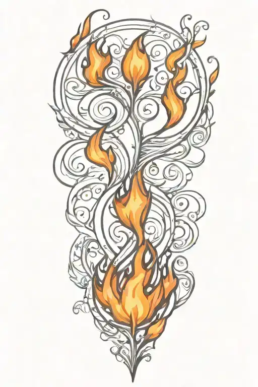fire element symbol and draw tattoo design idea