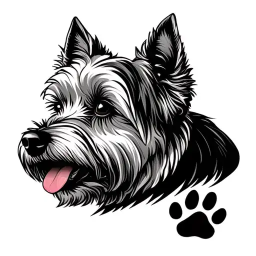 westie, paw print tattoo design idea