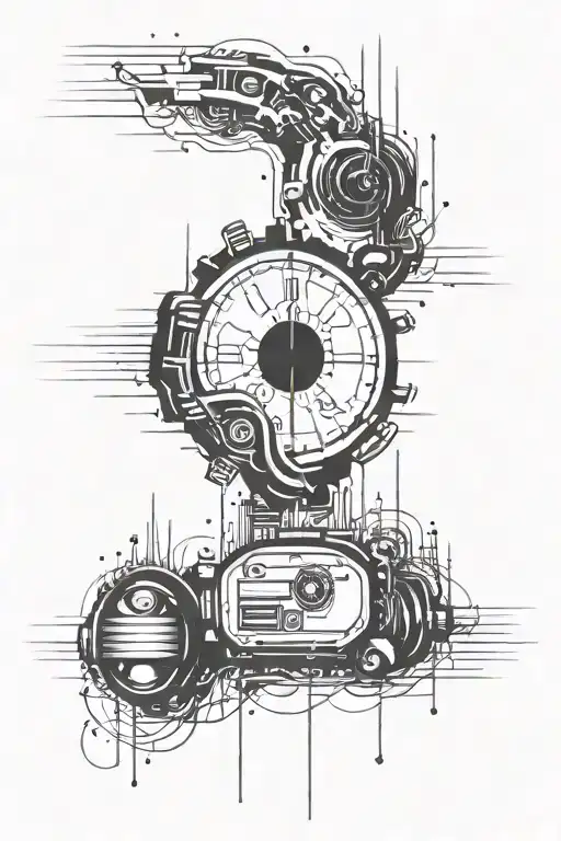 Wrist tattoo starting with a flatlined heartbeat blending into a line type city on the heartbeat leading into a motorcyc tattoo design idea