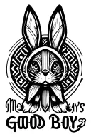 "Mommy's good boy" black Gothic bunny ears with white inside tattoo design idea