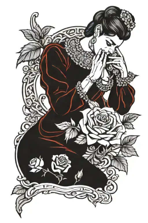  roses, praying hands, sweets, dancing, red dress, conway twitty, indians tattoo design idea