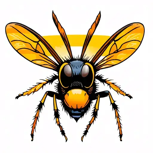 Wasp hornet head face tattoo design idea