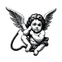 cherub talking on a landline tattoo design idea