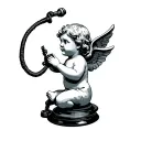 cherub talking on a landline tattoo design idea