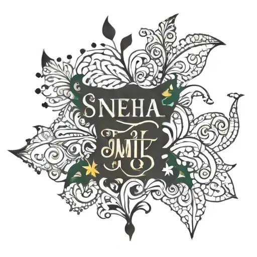 sneha & shubham name tattoo in one word blessed tattoo design idea