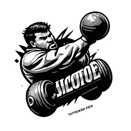 shotput athlete and cannon logo merged tattoo design idea