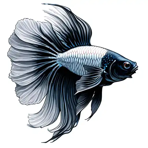 betta female fish with stargazer tattoo design idea