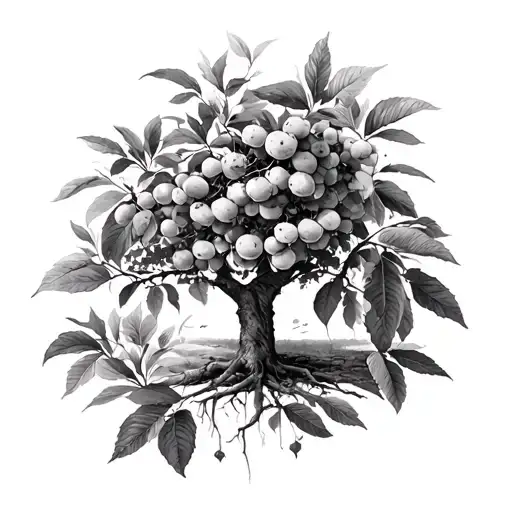 Composition: Place a grapefruit tree in the center of the back, with its branches spreading on both sides. Tigress M. tattoo design idea