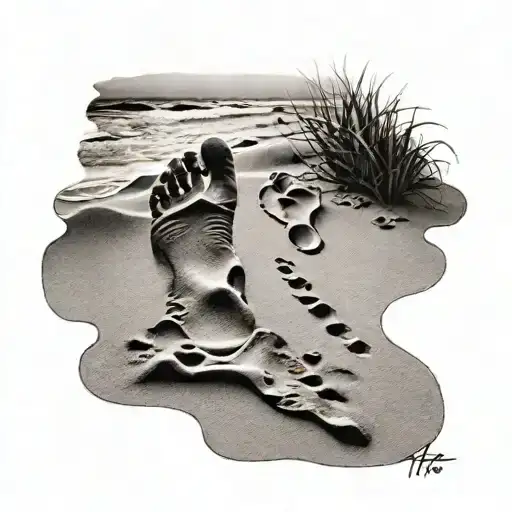 Footprints In The Sand tattoo design idea