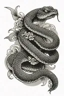 Japanese snake with geisha tattoo design idea