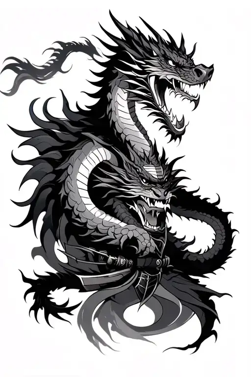 japanese dragon samurai demon tattoo design idea