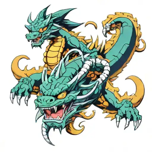 Shenron and Goku riding tattoo design idea