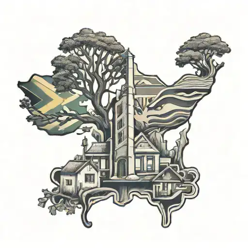 south africa and america intertwined representing two homes tattoo design idea