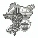 south africa and america intertwined representing two homes tattoo design idea