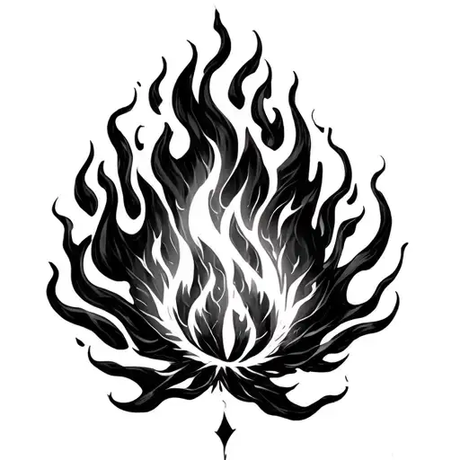 The lyrics “every spark of fire blazing in the furnace” with a large flame protecting a smaller flame art  tattoo design idea
