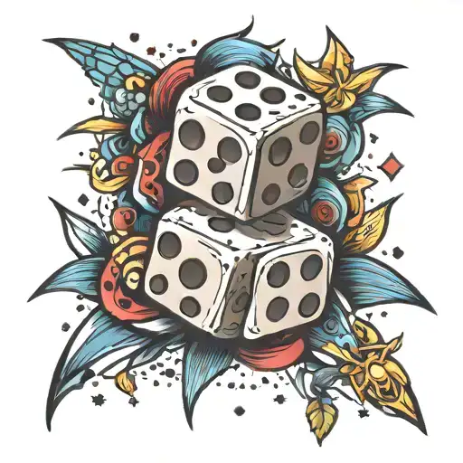 beat the odds with dice intertwined and stars shining tattoo design idea