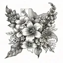 state flower bouquet with Texas, Arkansas, and Georgia  tattoo design idea